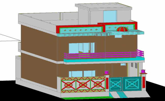 G plus 1 3D Bungalow Amazing Elevation Design in AutoCAD DWG File