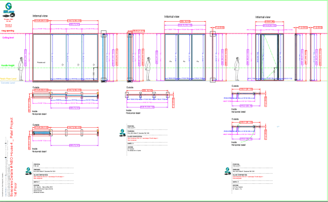 1 to 7 Glass Door Motorized Sliding Door Design in DWG File
