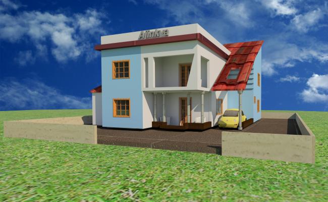 2 BHK 3D Residential Building