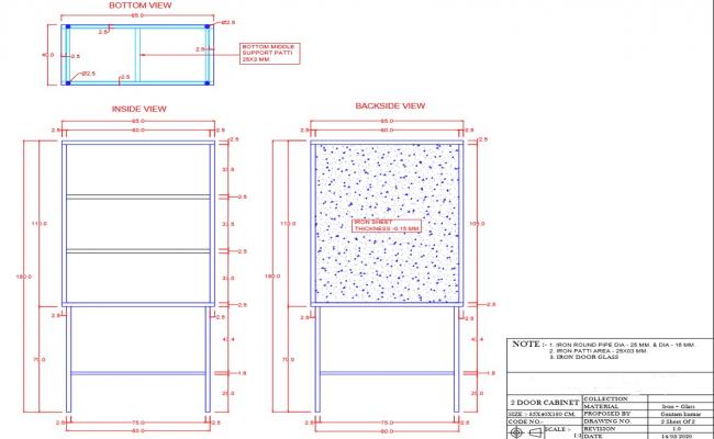 2 Door Cabinet Furniture Block size 105x40x180 CM for PDF File
