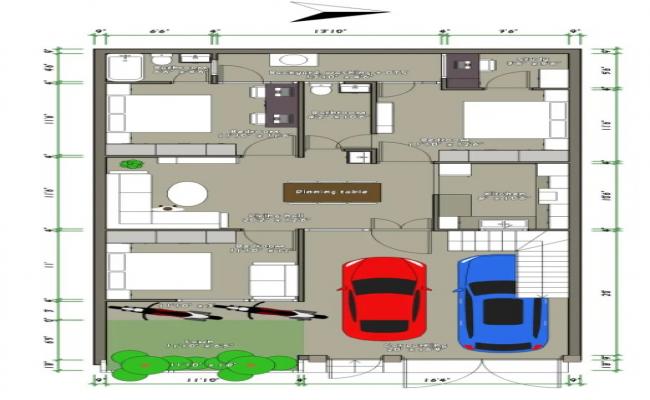 2 Storey House floor plan 30' x 50' plot size
