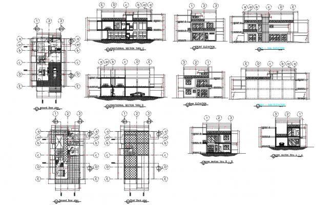 2 Storey Residential with Roof Deck Architectural project plan DWG file 