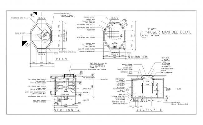 2 way power manhole plan