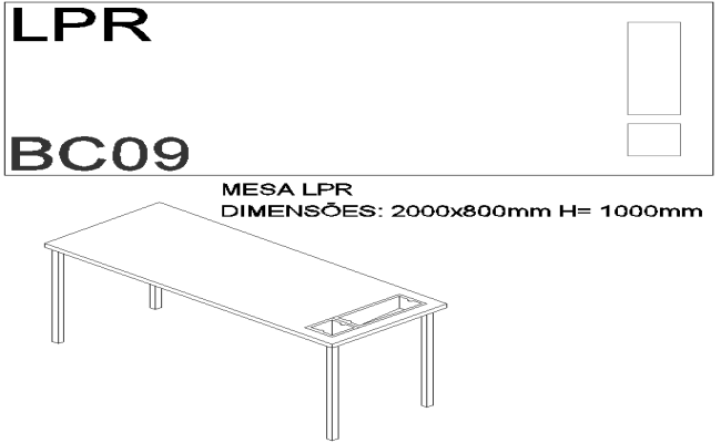 2000X800 MM Study Table design 3D CAD block DWG AutoCAD drawing