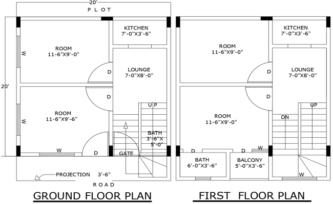 20x20ft 4BHK Duplex House Plan in AutoCAD DWG File