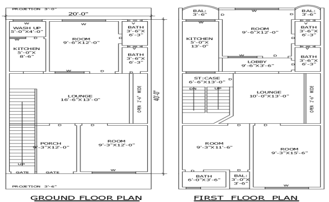 20x40ft 5BHK AutoCAD House Plan Layout Design DWG File
