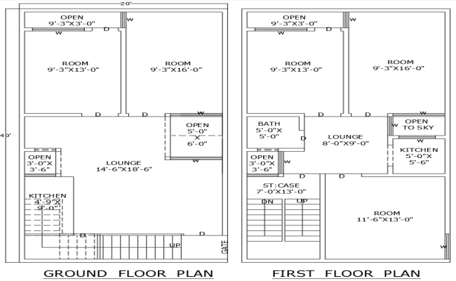 20x40 5BHK House Plan AutoCAD Layout with DWG Floor File