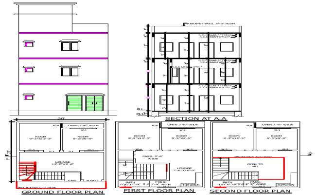 Two-Storey 20x27 Residential Plan DWG Format Layout