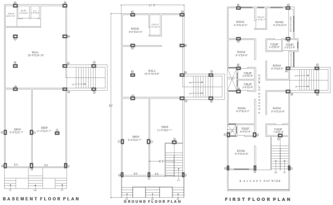 21.6ft x 60ft Shop and Hotel Layout Design – AutoCAD DWG File