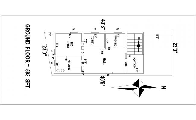 21’X40’ North Facing Townhouse Plan Drawing AutoCAD DWG File