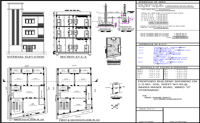 G2 House Plan 22x51 Feet with Elevation and Section Views
