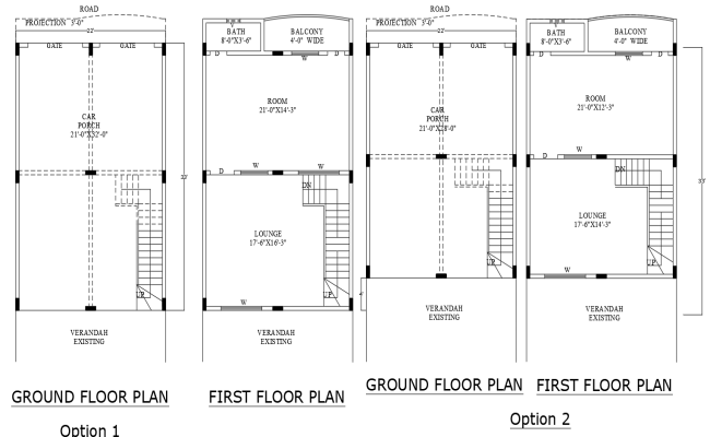 Simple 22x33 House Floor Plan with DWG Drawing Layout