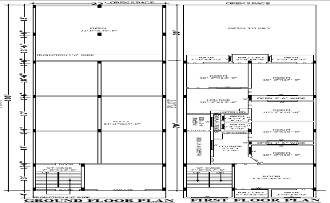 22x100 modern 2-story residential DWG CAD Floor plan