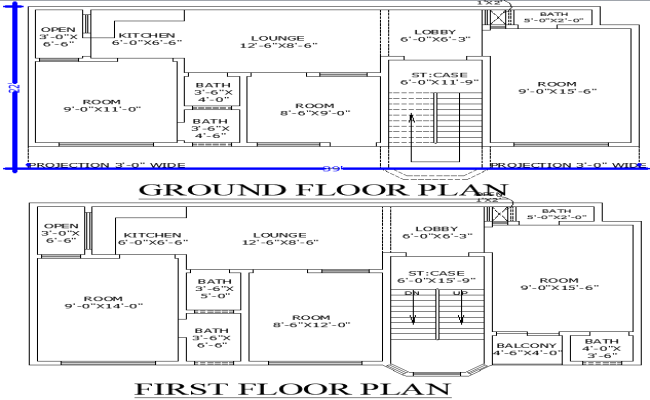 Smart Two-Floor Residential in CAD Drawing File 22x39 Plan