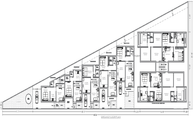 23.40m x 9.89m Apartment Ground Floor House Plan Layout Drawing | AutoCAD DWG File