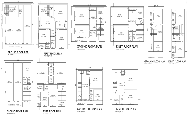 DWG House Plan Designed for 23ft 6in Width Residential Plot