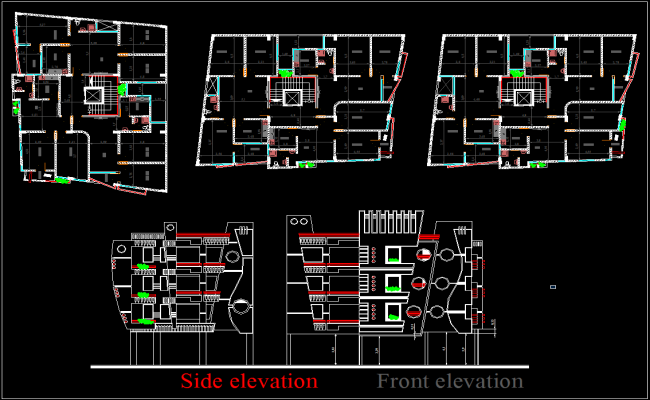 2 and 3 BHK Apartment AutoCAD File with 2D Architectural Drawings