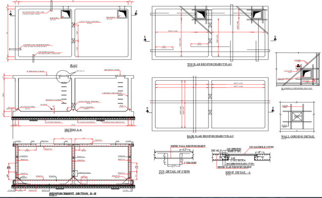 23'x10' Underground Water Tank Section DWG blocks 