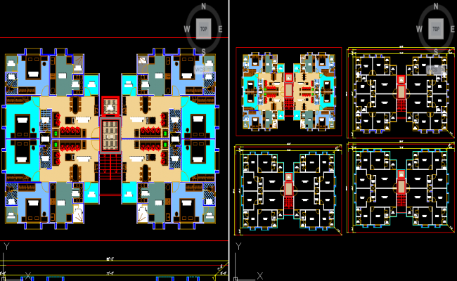 Apartment Building Layout Plan DWG File with Detailed Floor Drawings