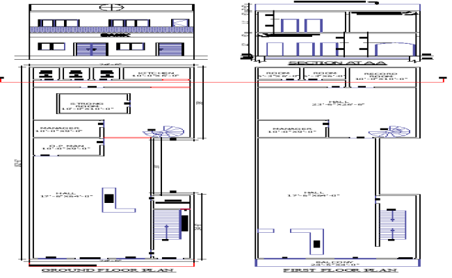 24x102 Bank Floor Plan DWG with Hall and Manager Room