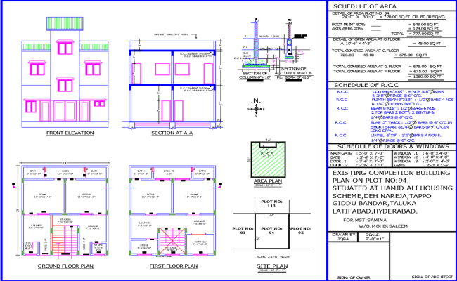 24x30 House Plan with Two Lounges and Kitchens DWG Design
