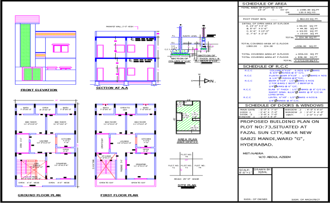 24x45 Small Two Storey House Plan with Four Bedrooms DWG File