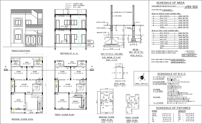24ftx45ft 2-Floor 6BHK House Plan with Elevation Details