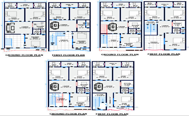 24x45 Residential House Plan with Ground and First Floor Layout