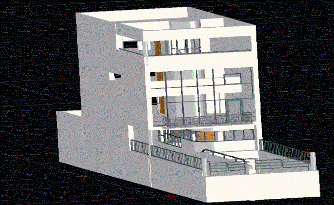 Maison Verre 3D CAD Drawing File in DWG Format of Architectural Design