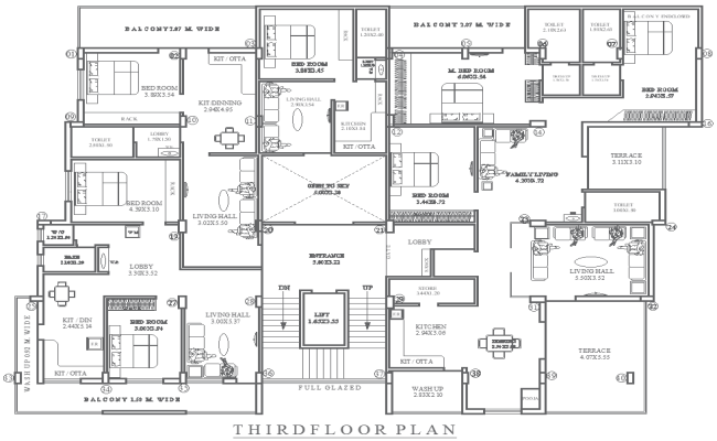 25.10m x 20.8m Apartment Third-Floor House Plan Design AutoCAD DWG File