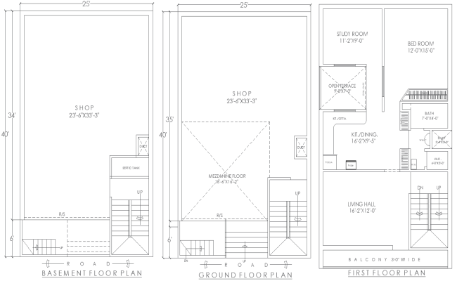 AutoCAD 25ftx40ft Shop and House Plan Layout DWG Format