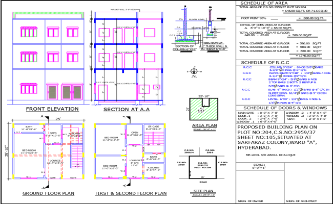 25x25 Two Storey House Floor Plan with AutoCAD DWG Design