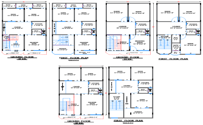 25x38 Compact House Floor Plans in DWG CAD Format for Builders