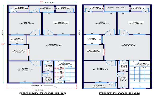 Modern 25x51 two-storey residential house Design in CAD File