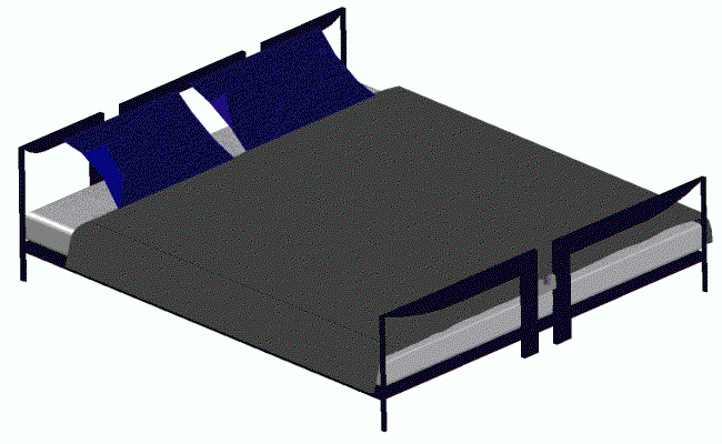 3D Iron Double Bed AutoCAD for Furniture and Interior Design Layouts