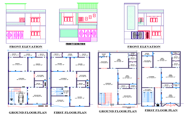 26x48 Residential House Design with Full Floor Plan in AutoCAD File