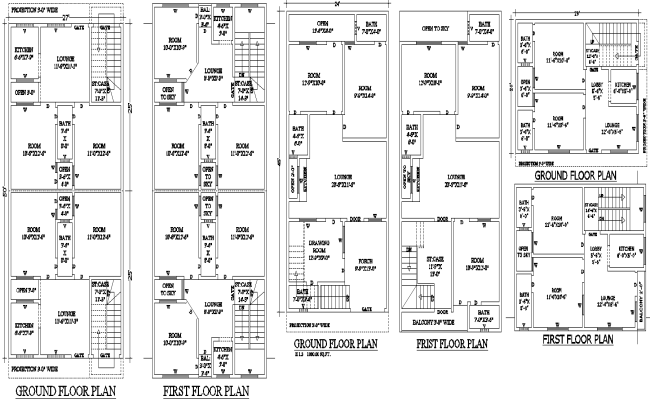 27ft to 50ft House Plan Simple Layout DWG AutoCAD Blocks