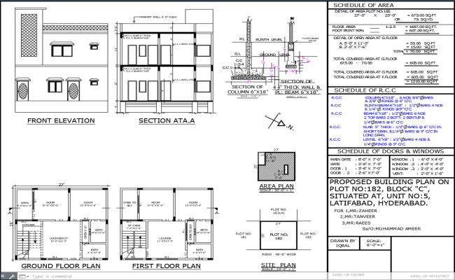 27x25 Two-Story Home Plan with RCC and Elevation in DWG File