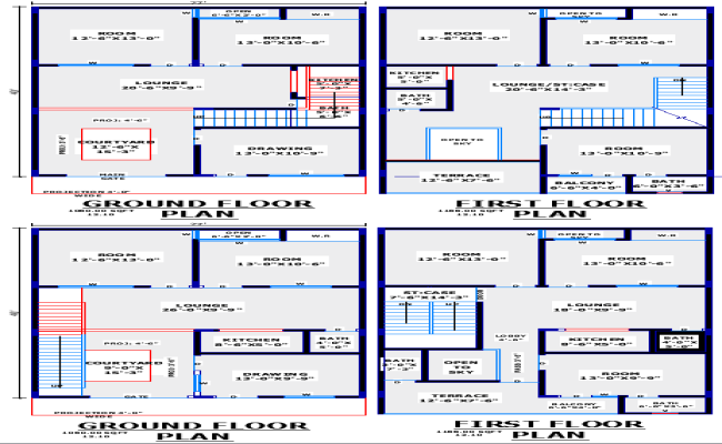 27x40 Home Plan with Rooms, Kitchen, Stairs Layout in DWG File