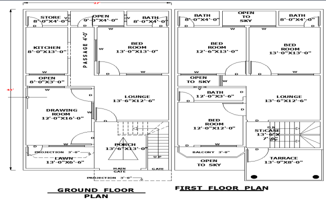 27x45 Home Architectural Layout Plan AutoCAD File for Smart Design