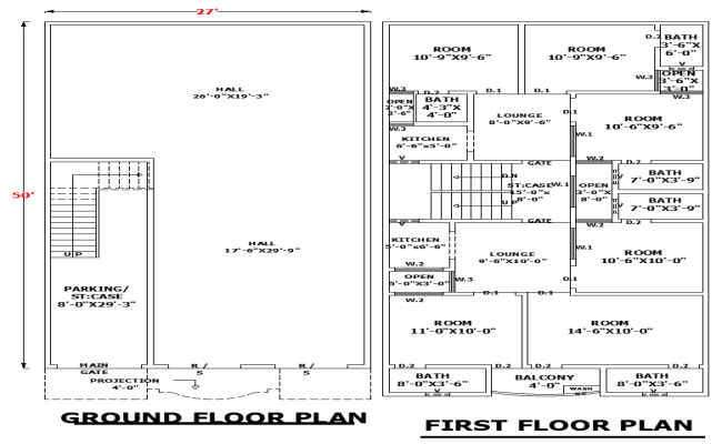 27x50 Grand Residence House Plan AutoCAD DWG File Layout Design