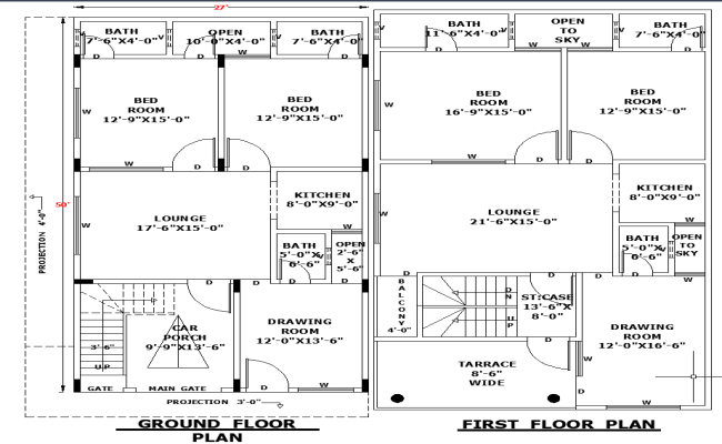 27x50 Home Architectural Layout CAD File for Residential Planning