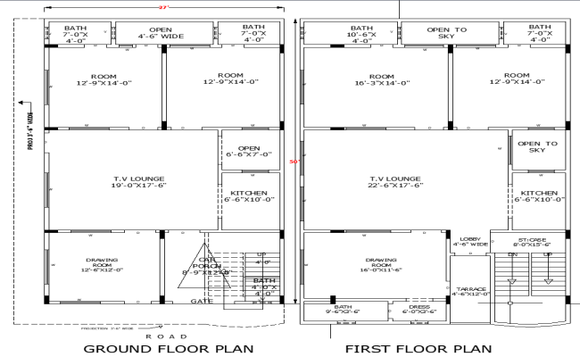 27x50 Home Layout DWG File for Residential Floor Plan Design