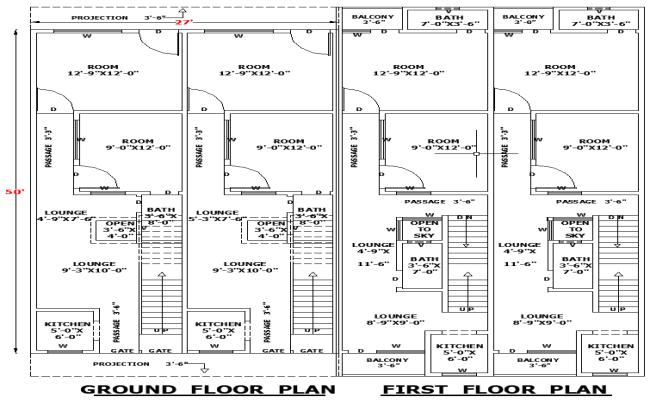27x50 Residential Floor Scheme DWG File for Home Layout Design