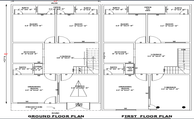 27x50 House Layout DWG CAD File for Residential Space Planning
