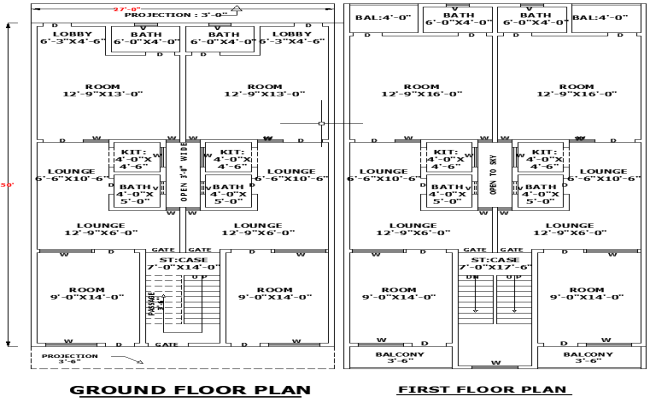 Residential Layout Plan 27x50 with Detailed DWG CAD Drawing File