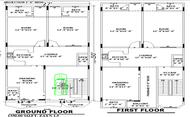 Modern Double Story House Plan AutoCAD CAD Drawing File