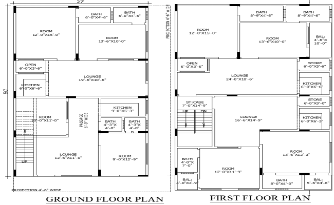 27x50 Modern Residential House Plan in AutoCAD DWG Format