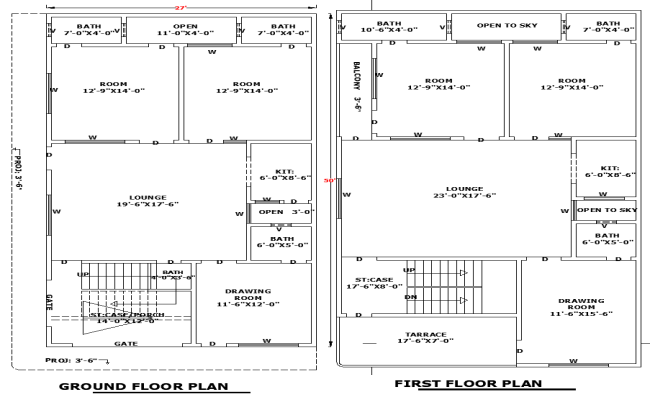 27x50 Single-Storey House Plan in AutoCAD File For Home Design