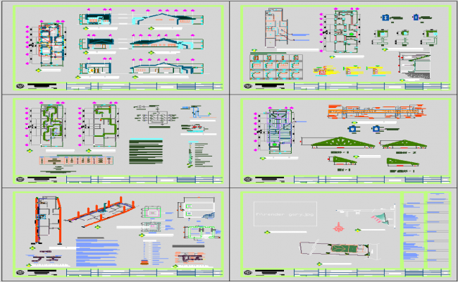 Bungalow House AutoCAD File with Detailed 2D Architectural Drawings